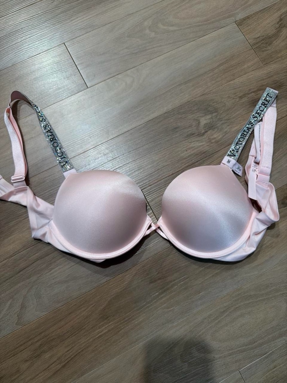Victoria's Secret Pale Pink Push-Up Bra with Embellished Straps